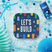 Bouwstenen Jongen Verjaardag Papieren Bordje (Feest)