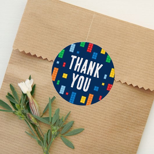 Bouwstenen Jongen Verjaardag Ronde Sticker