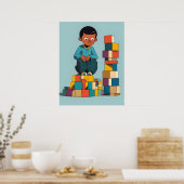 Bouwstenen - Kinderen speelgoed Poster (Keuken)