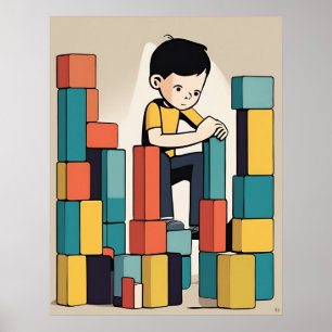 Bouwstenen - Kinderen speelgoed Poster
