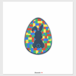 Bouwstenen Paasei Konijn Jongens Meisje Familie  Sticker