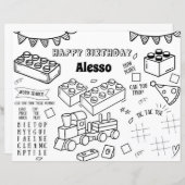 Bouwstenen Verjaardag Kleurplaat Party Favor (Voorkant / Achterkant)