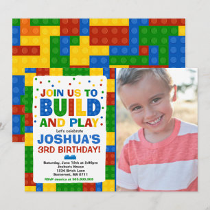 Bouwstenen Verjaardag Uitnodiging Bricks Party