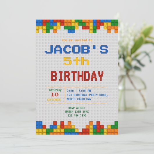 Bouwstenen Verjaardagsfeest Kaart (Staand voorkant)