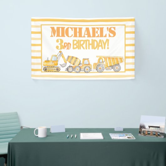 Bouwstortplaats Truck Party Achtergrond Spandoek (Beurs)