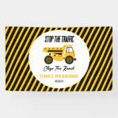 Bouwstortplaats Vrachtwagen Bulldozer Verjaardagsf Spandoek (Horizontaal)