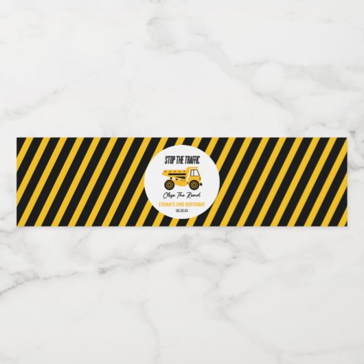 Bouwstortplaats Vrachtwagen Bulldozer Verjaardagsf Waterfles Etiket (Enkel label)