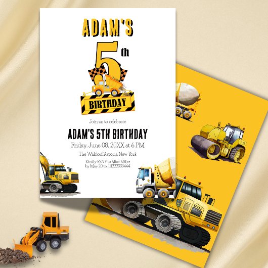 Bouwstortplaats Vrachtwagen Vijfde Verjaardagsfees Kaart