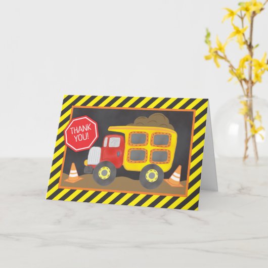 Bouwstortplaatsvrachtwagen Dank u kaart (Gele Bloem)