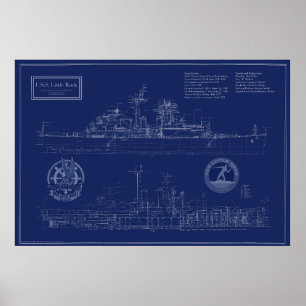 Bouwtekening van USS Little Rock CLG-4 kruiser Poster