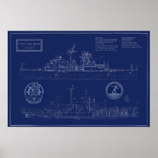 Bouwtekening van USS Little Rock CLG-4 kruiser Poster