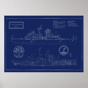 Bouwtekening van USS Little Rock CLG-4 kruiser Poster