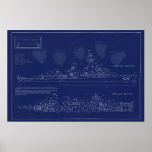 Bouwtekeningen van USS The Sullivans Poster