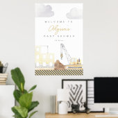 Bouwthema Baby shower Welkomstbord Poster (Thuiskantoor)