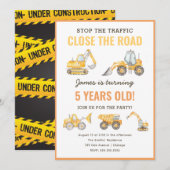 Bouwthema Birthday Dump Truck Kaart (Voorkant / Achterkant)