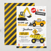 Bouwthema Dump Truck Kids Verjaardagsfeest Kaart (Voorkant / Achterkant)