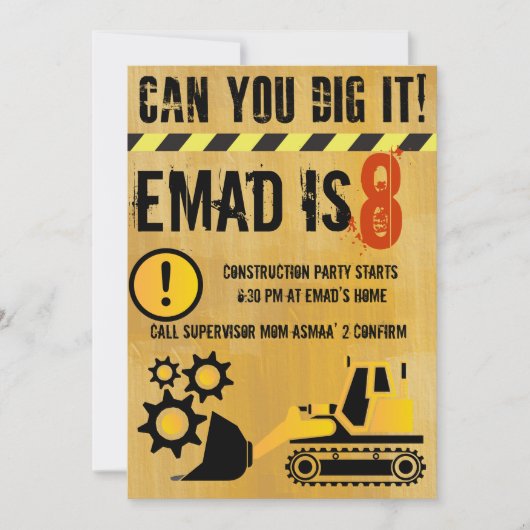 Bouwthema uitnodiging van dag tot dag van dag (Voorkant)