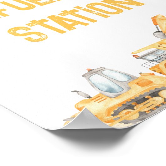 Bouwthema Verjaardag Voedselbord Poster (Hoek)