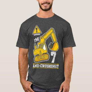 Bouwtruck 7e verjaardag 7 jaar oud t-shirt
