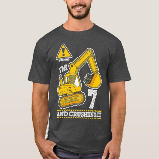 Bouwtruck 7e verjaardag 7 jaar oud t-shirt (Voorkant)