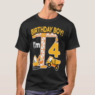 Bouwtruck vierde verjaardag 4 jaar oude jongen t-shirt