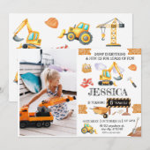 Bouwtrucks Thema Verjaardag Kaart (Voorkant / Achterkant)