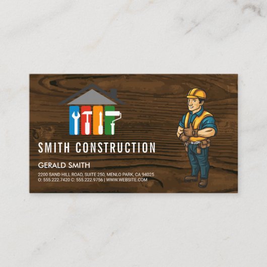 bouwvakker | Algemene Logo-contractant Visitekaartje (Voorkant)