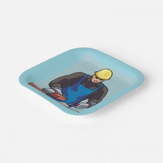 Bouwvakker Bricklayer Hard Pet Builder Papieren Bordje (Gebogen)