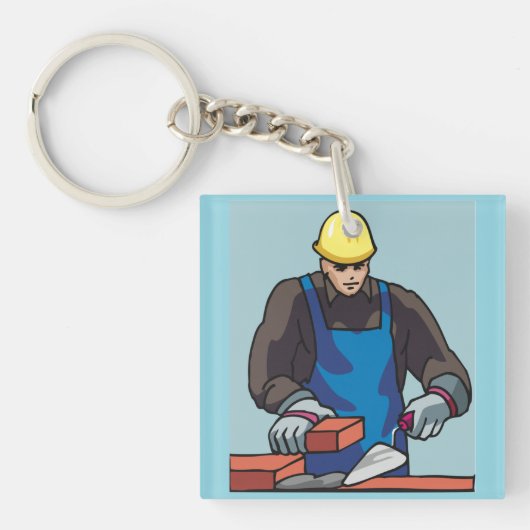 Bouwvakker Bricklayer Hard Pet Builder Sleutelhanger (Voorkant)