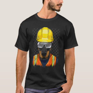 Bouwvakker Dobermann Pinscher Arbeider Huisdier  T-shirt