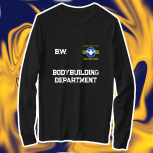 Bouwvakker Grappige Bodybuilder Blauw teken T-shirt