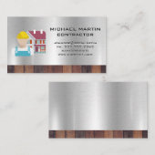 Bouwvakker | Hout Metaal Visitekaartje (Voorkant / Achterkant)