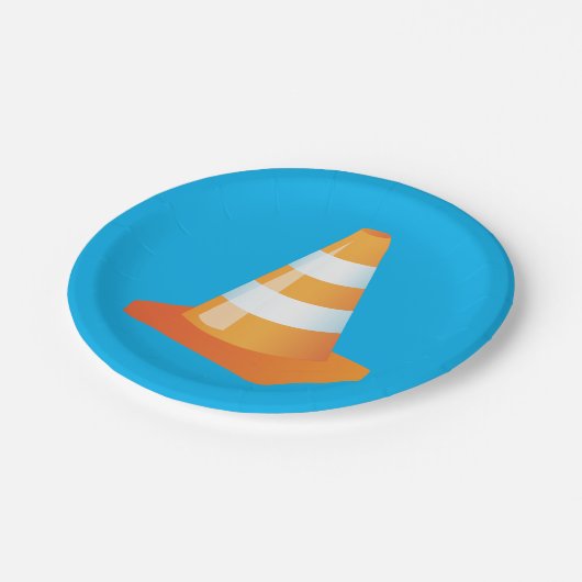 Bouwvakker Partij Sinaasappel Traffic Cone Papieren Bordje (Gekanteld)