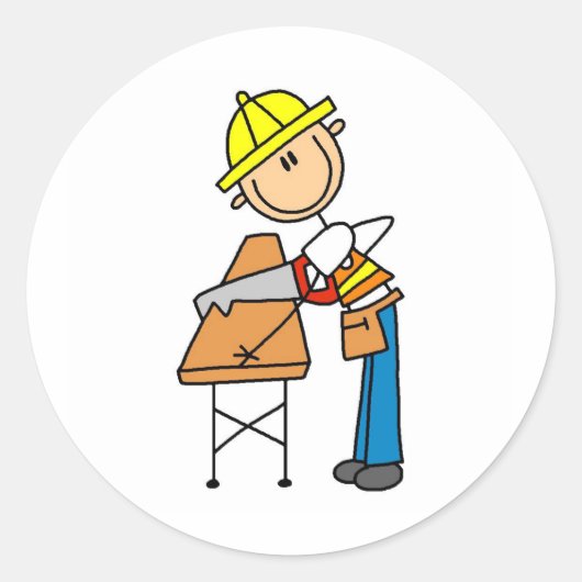 Bouwvakker Zaagplank Sticker (Voorkant)