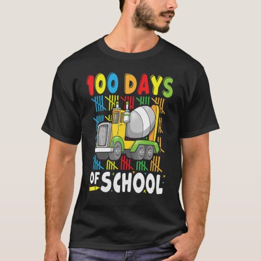 Bouwvoertuig 100 dagen schoolcement t-shirt (Voorkant)