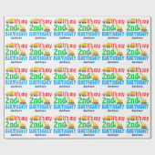 Bouwvoertuig 2e verjaardag Aangepaste Kinderen Cadeaupapier (Vlak)