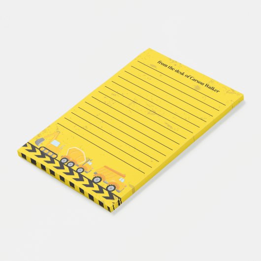 Bouwvoertuig Custom Kinder Yellow Lined Post-it® Notes (Schuin)