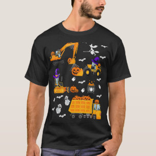 Bouwvoertuig Halloween Crane Truck Pumpkin T-shirt
