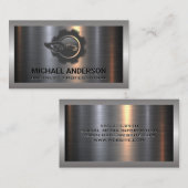 Bouwvoertuig Logo | Metallic Industrial Visitekaartje (Voorkant / Achterkant)