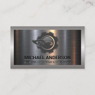 Bouwvoertuig Logo   Metallic Industrial Visitekaartje