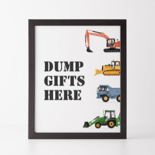 Bouwvoertuig Verjaardag Dump Gifts Here Sign Poster