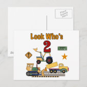 Bouwvoertuigen 2e verjaardag briefkaart (Voorkant / Achterkant)