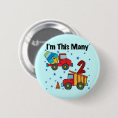 Bouwvoertuigen 2e verjaardag cadeaus ronde button 5,7 cm (Voorkant /achterkant)