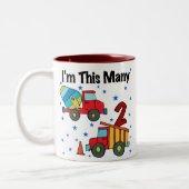 Bouwvoertuigen 2e verjaardag cadeaus tweekleurige koffiemok (Links)