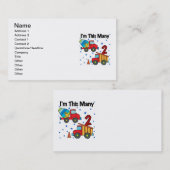 Bouwvoertuigen 2e verjaardag cadeaus visitekaartje (Voorkant / Achterkant)