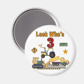 Bouwvoertuigen 3e verjaardag Tshirts Magneet (Voorkant / Achterkant)