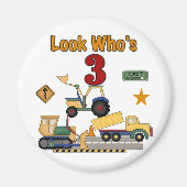 Bouwvoertuigen 3e verjaardag Tshirts Magneet (Voorkant)