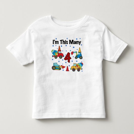 Bouwvoertuigen 4e verjaardag T-shirts (Voorkant)