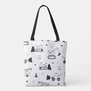Bouwvoertuigen Patroon Canvas tas - Schattige