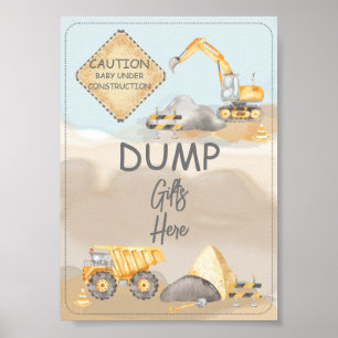 Bouwvrachtwagen Baby shower stortgeschenken hier Poster